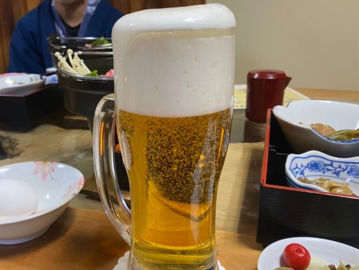 松川温泉松楓荘  夕食 ビール